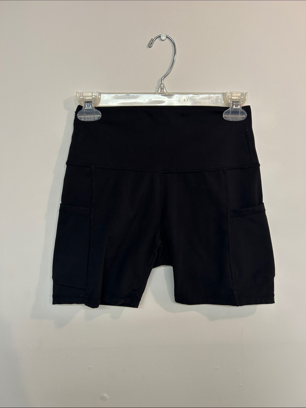 Women's Black High-Rise Bike Shorts with Side Pockets